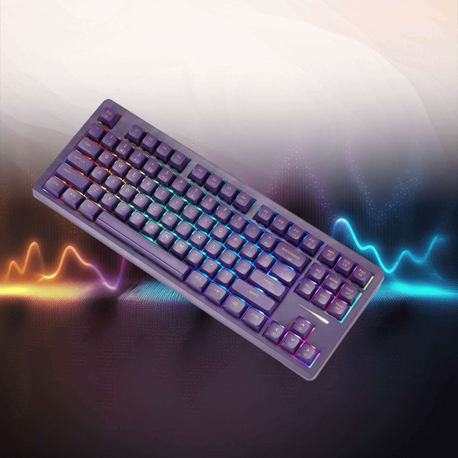 Pixel Q3 Pro Wireless Purple Keyboard with RGB + Light Strip