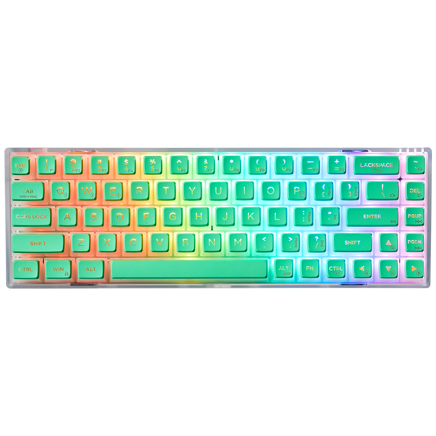 Soda Green 65% Mechanical Wireless Gaming Keyboard, Transparent Gasket, RGB - Tactile