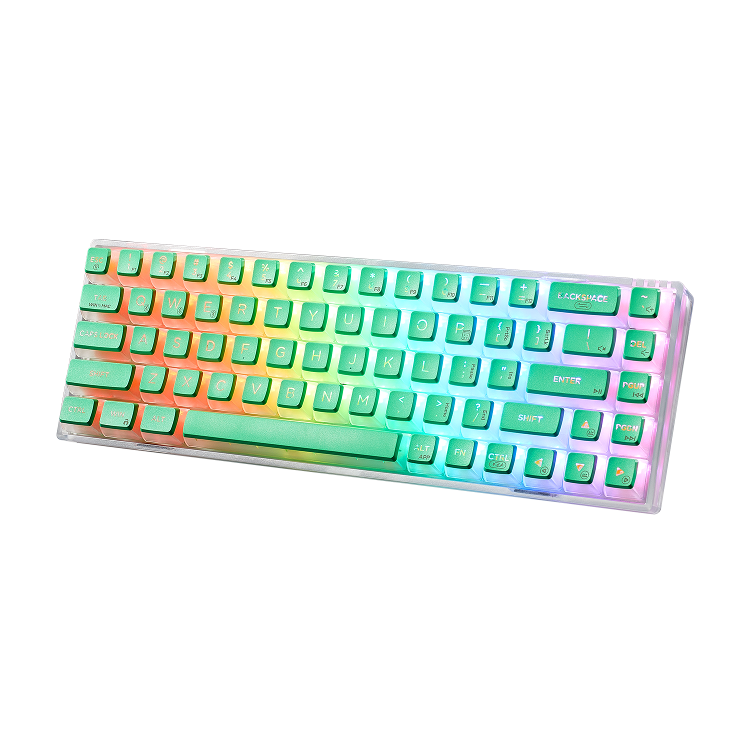 Soda Green 65% Mechanical Wireless Gaming Keyboard, Transparent Gasket, RGB - Tactile