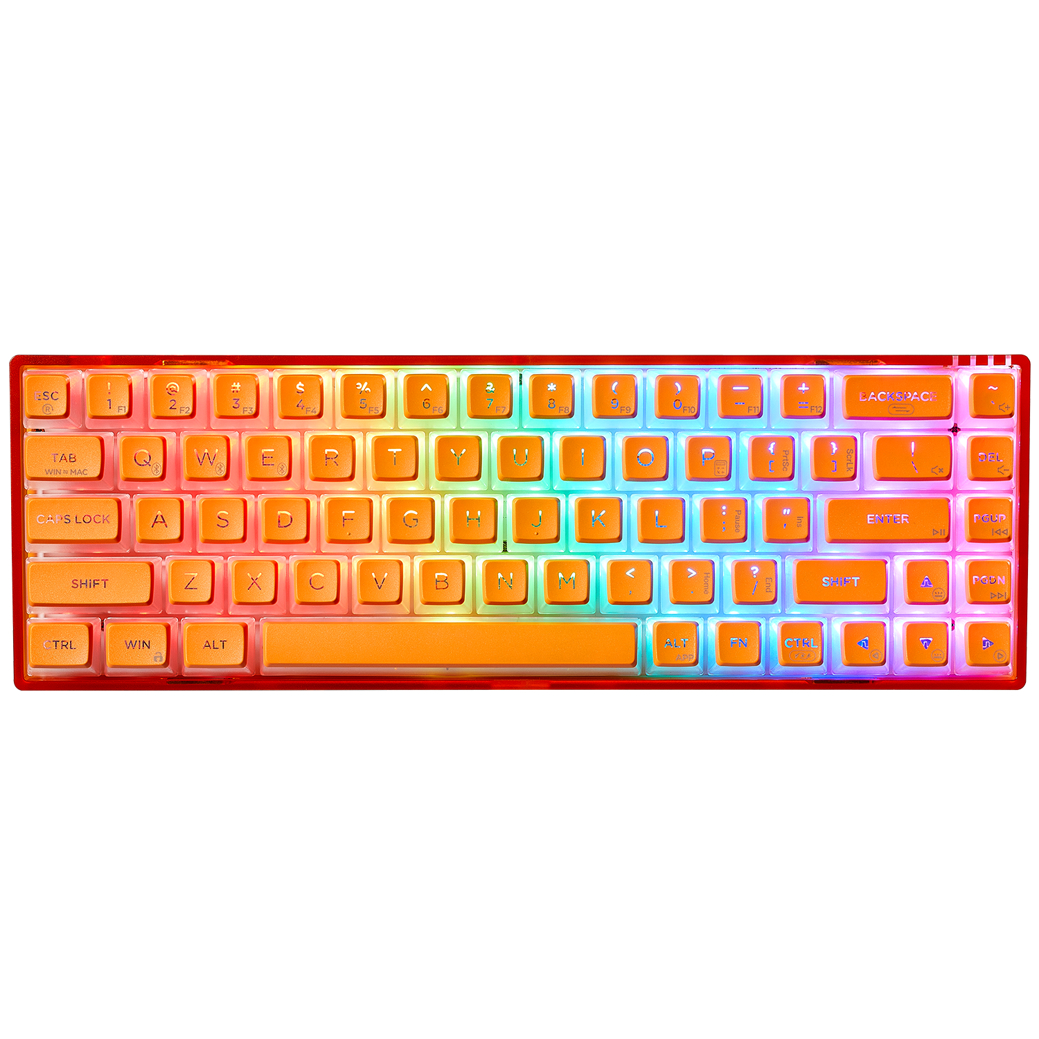 Soda Orange 65% Mechanical Wireless Gaming Keyboard, Transparent Gasket, RGB - Clicky-1