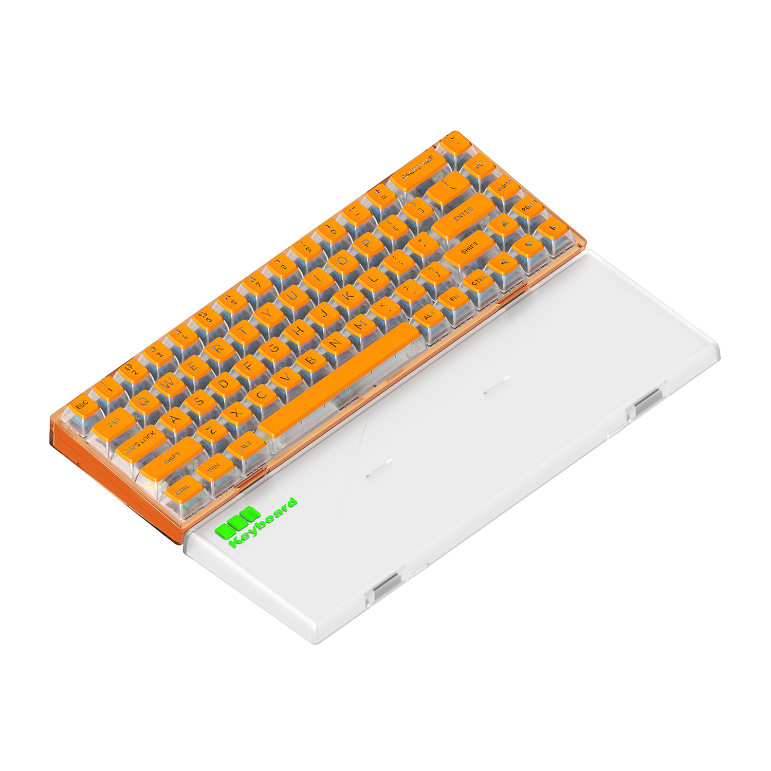 Soda Orange 65% Mechanical Wireless Gaming Keyboard, Transparent Gasket, RGB - Clicky