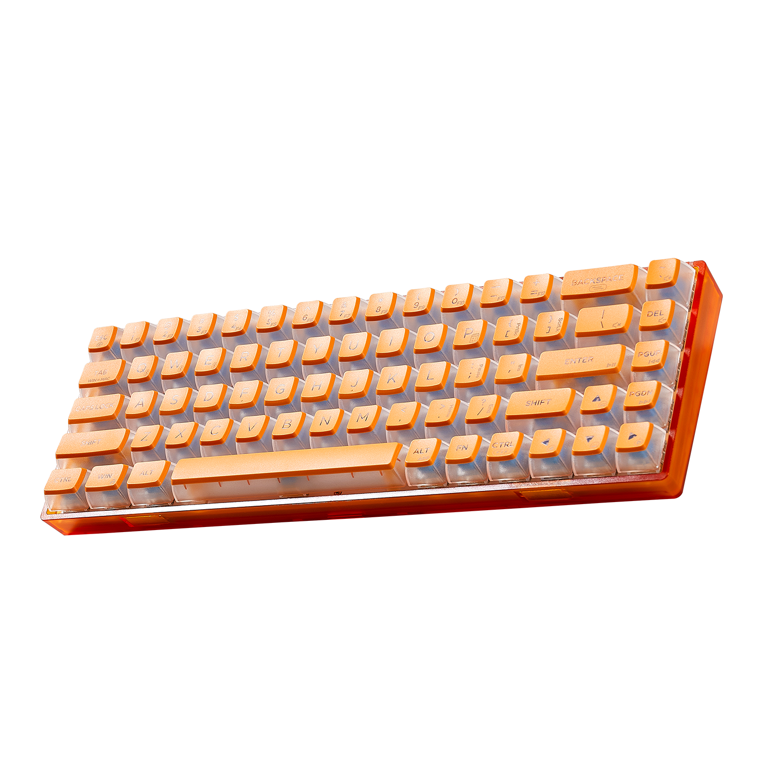 Soda Orange 65% Mechanical Wireless Gaming Keyboard, Transparent Gasket, RGB - Clicky