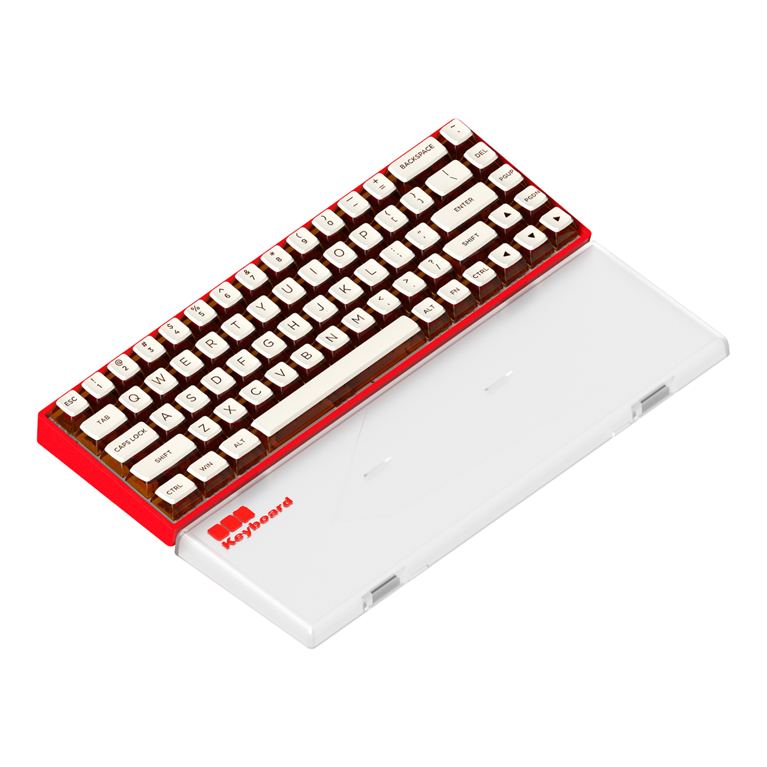 Soda Red 65% Mechanical Wireless Gaming Keyboard, Transparent Gasket, RGB - Linear